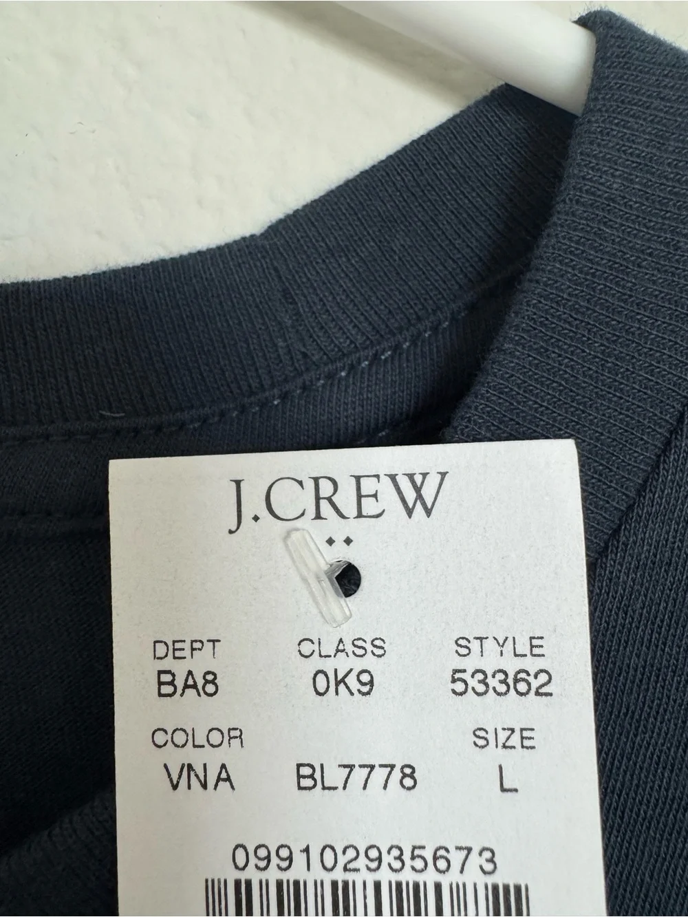 J. Crew Men's Dark Navy Cotton Washed Crewneck Short Sleeve Tee Shirt Large NWT